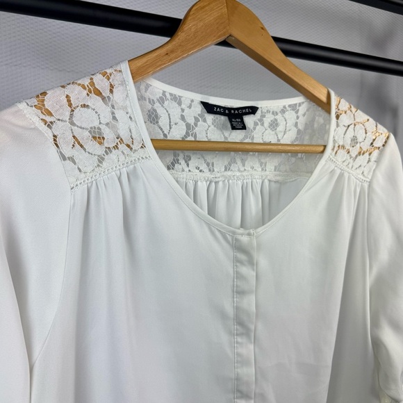 Zac & Rachel White Sheer Lace Blouse size XL - Picture 3 of 7